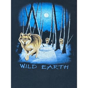 Vintage Wild Earth Wolf T-Shirt Single Stitch By Human-i-Tees Large